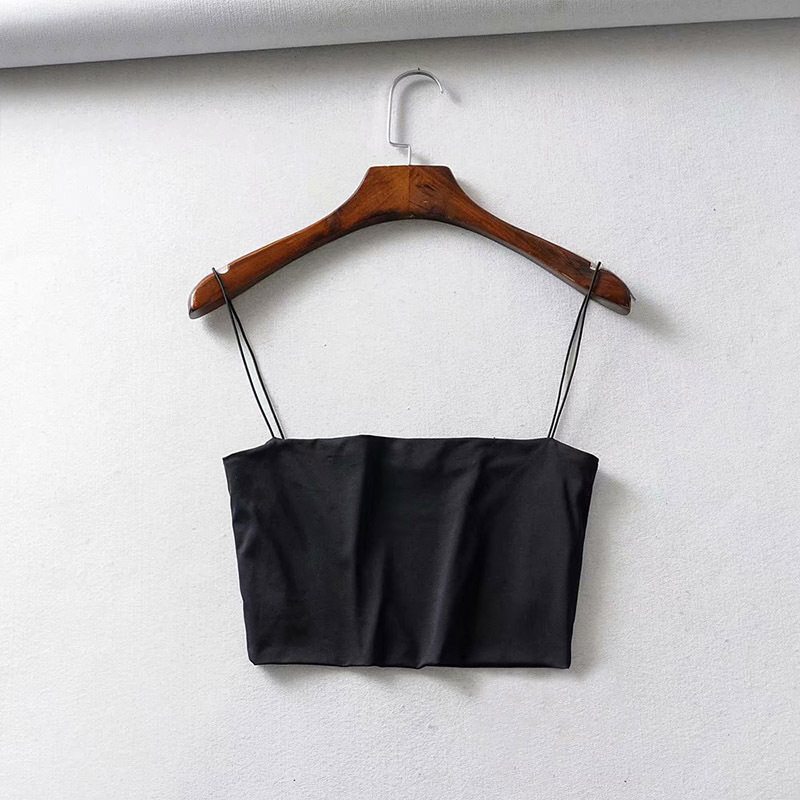 InsGigi Street Photo Sottile elastico con cinturino per appendere Canotta piccola Reggiseno a tinta unita con bocca piatta corta da donna_voghion.com