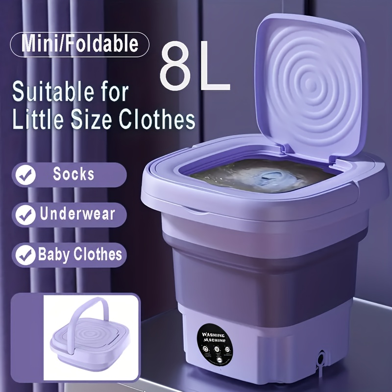 Mini lavatrice portatile con capacità di 8 litri, ideale per biancheria intima, calzini, vestiti per bambini, giocattoli e viaggi_voghion.com