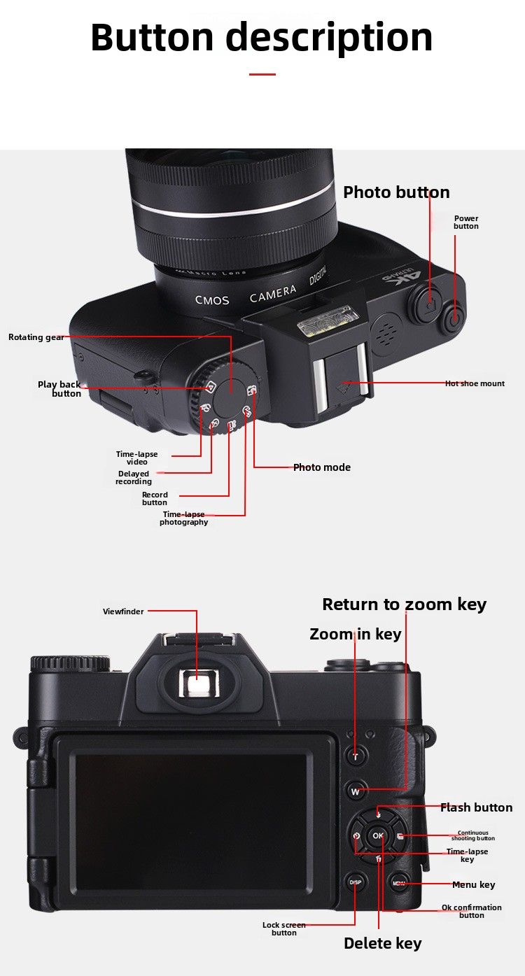 【Alta qualità】 R10 Nuova fotocamera digitale mirrorless entry-level 4K HD da 48,0 milioni di pixel per viaggi a casa con WIFI_voghion.com