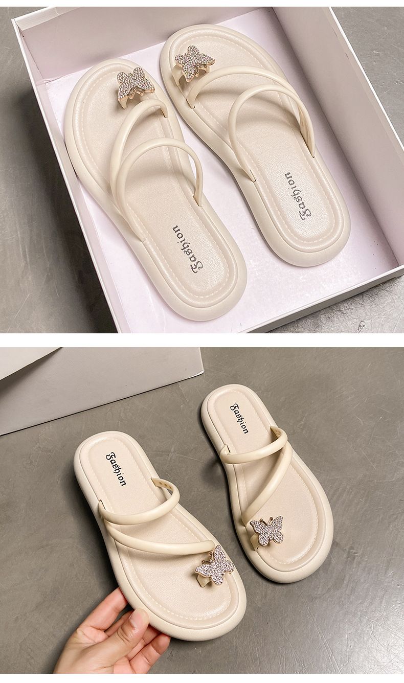 Beliebte Schleifenpantoffeln für Damen, für den Sommer im Freien, Retro-Flip-Flops für den Außenbereich, modische, vielseitige Flip-Flops für Damen_voghion.com