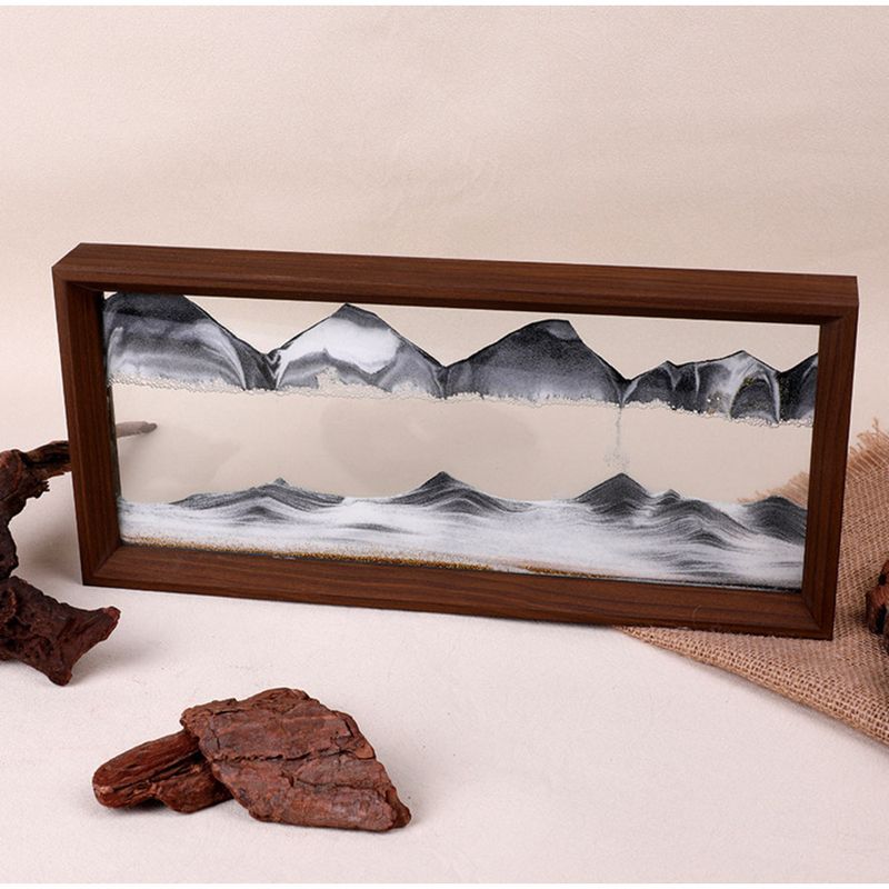 New Chinese Style Solid Wood Hourglass Flowing Sand Ornament Office Living Room High-end Decor Gift Handmade Painting_voghion.com