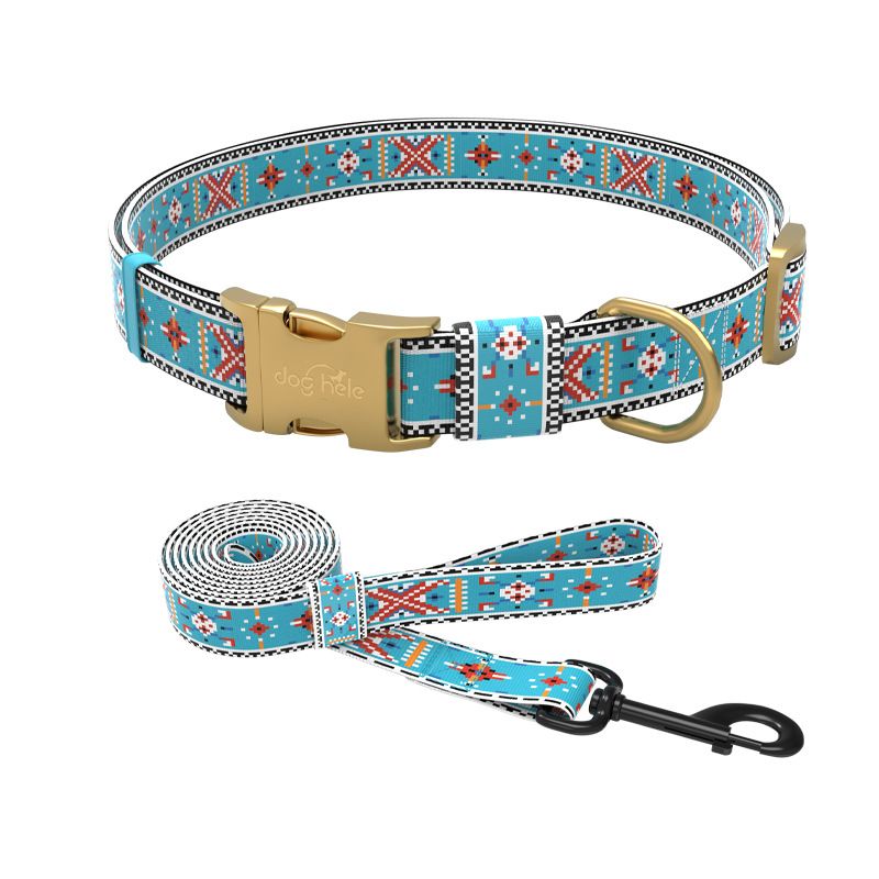 Laser Engraved Metal Buckle Bohemian Leash Ethnic Style Large Medium Small Dog Pet Collar_voghion.com