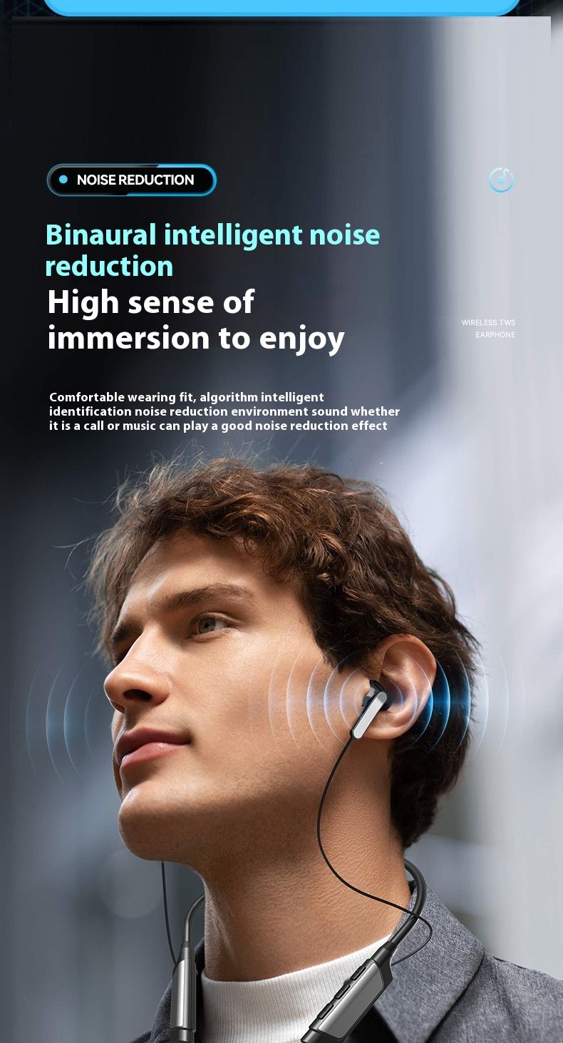 Novos fones de ouvido esportivos sem fio Bluetooth com redução de ruído estéreo montado no pescoço universal 5.0_voghion.com