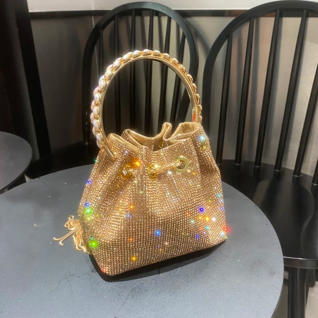 purses and handbags bags for women luxury Designer bucket clutch purse evening banquet bag Crystal rhinestone shoulder bag_voghion.com