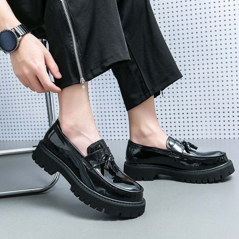 2025 Spring/Summer New Casual Men's Thick Heel Slip-On Large Size Loafers Fashion Versatile Comfortable Simple Leather_voghion.com