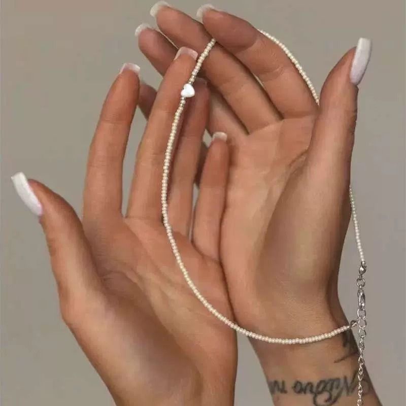 Muschel Herz Perlen Fußkettchen Schmuck Persönlichkeit Kurze Nische Reis Perlen Armband Mode Jakobsmuschel Zubehör_voghion.com
