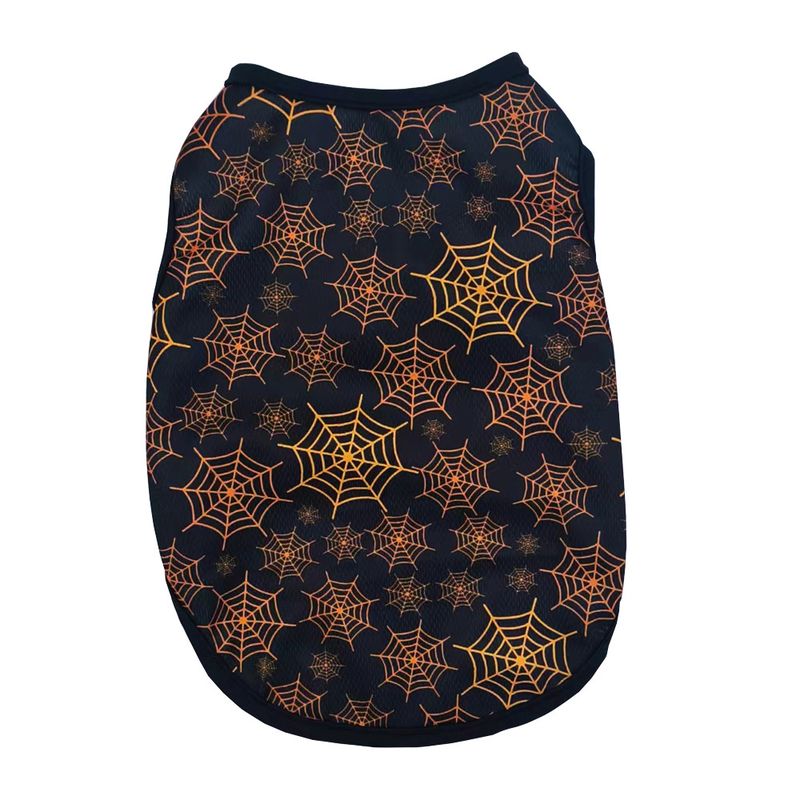 New Summer Sun Protection Vest Halloween Pumpkin Print Small And Medium Dog Cat Pet Clothes_voghion.com