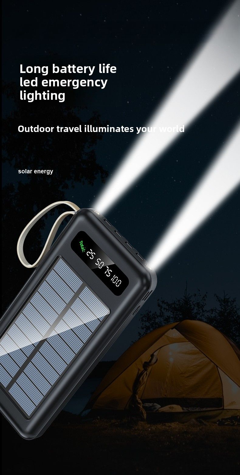 Outdoor Solar Large Capacity Power Bank Shared Built-in Cable Charger 20000mAh_voghion.com