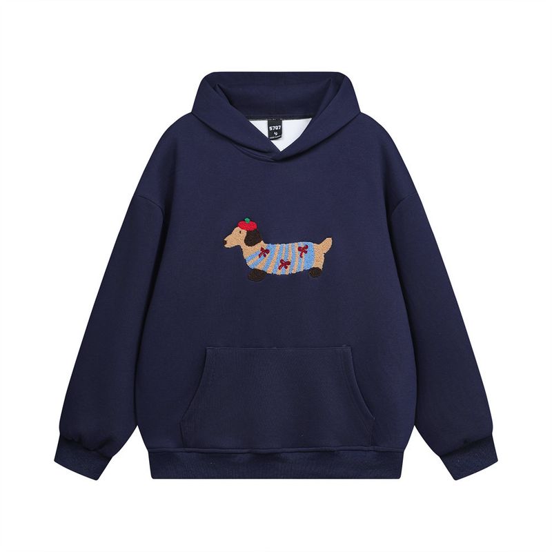 Fun Dachshund Puppy Loose Sweatshirt Trendy Men's Spring And Autumn Personalized Cartoon Casual Long Sleeve Hooded_voghion.com