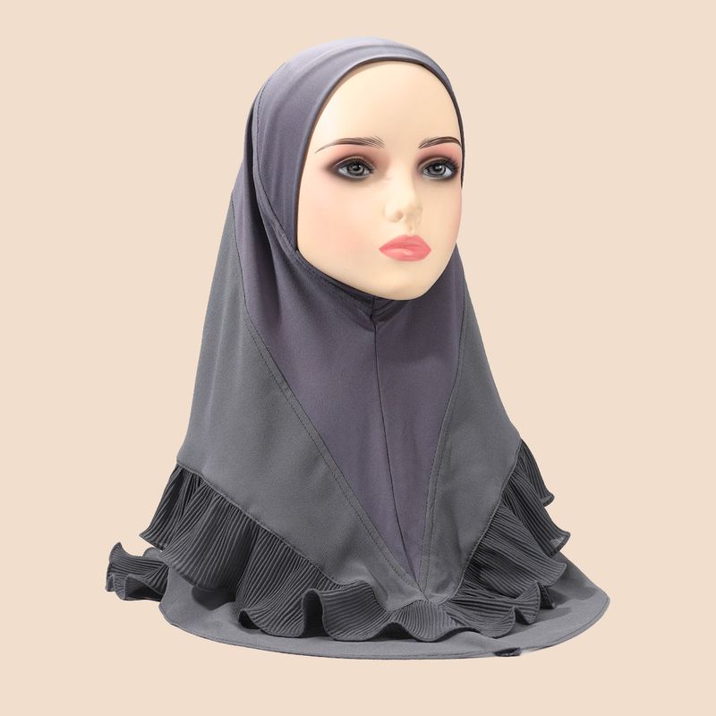Women's Hijab solid color women's pullover headscarf crystal linen chiffon double layer ruffled scarf comfortable and breathable_voghion.com
