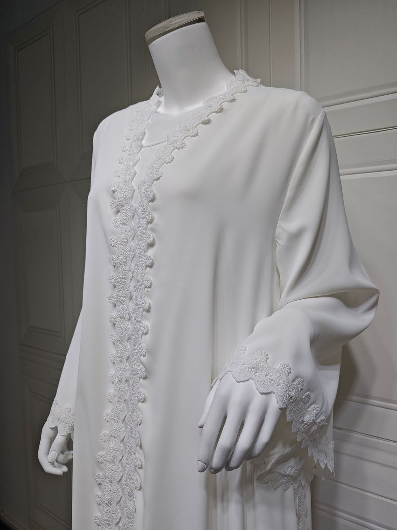 Roupas femininas Jaqueta da moda muçulmana Oriente Médio Dubai Robe branco Feminino Novo estilo de roupa externa Abaya_voghion.com
