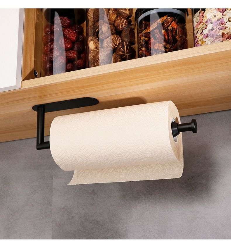 Papierhandtuchhalter unter dem Schrank mit Dämpfungseffekt, Einhandbedienbarer Papierhandtuchhalter zur Wandmontage, Selbstklebend oder Gebohrt_voghion.com