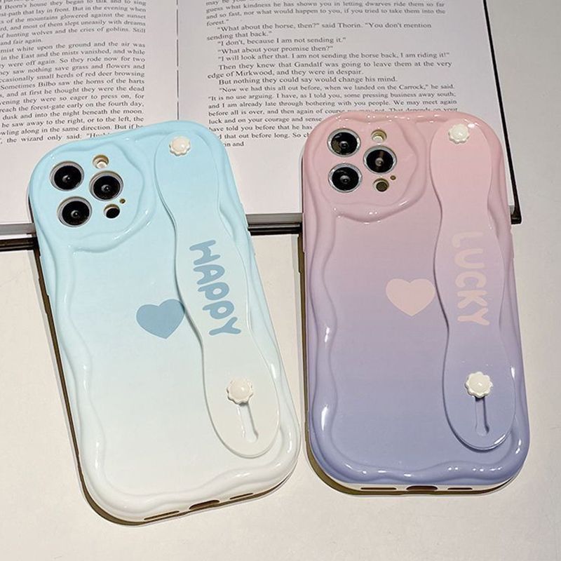 Custodia con cinturino da polso color crema per Huawei Honor X8c X7c X5b X6b X7a X8a X8b X7b con supporto per telefono a forma di cuore e custodia in TPU morbido_voghion.com