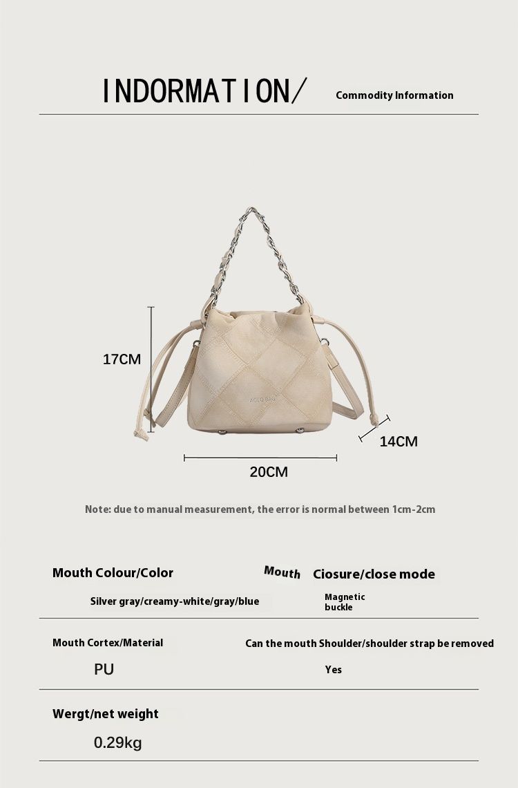 Borsa a secchiello con catena a griglia di diamanti in morbida pelle per donna 2024 nuova borsa a tracolla versatile di alta qualità, borsa dal design di nicchia_voghion.com