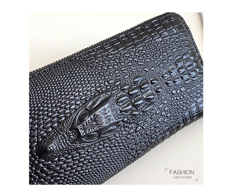Bolsos para hombre, nuevo bolso de mano grande con estampado de cocodrilo, de un solo tirador, con múltiples ranuras para tarjetas y gran capacidad, con cremallera para teléfono móvil, moderno._voghion.com
