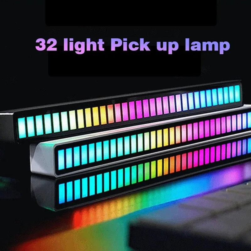 Oświetlenie nastrojowe do samochodu Pick Up, sterowanie głosem LED za pomocą aplikacji, Bluetooth RGB, komputer stacjonarny, światło wykrywające rytm_voghion.com