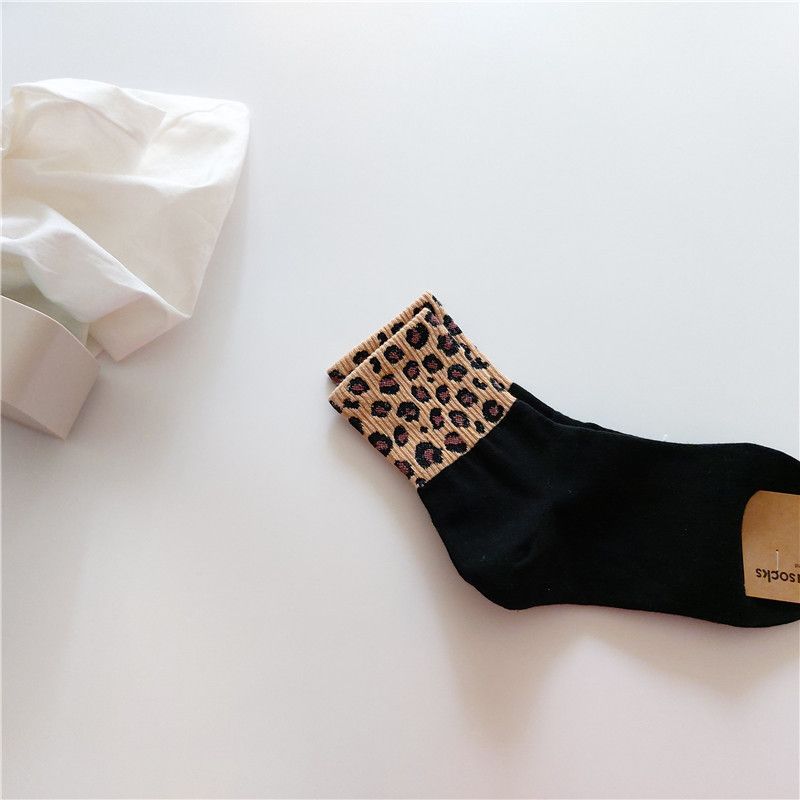 South Korea imported kikiyasocks spring, autumn and winter women's leopard print mid-calf cotton socks W-C-046_voghion.com