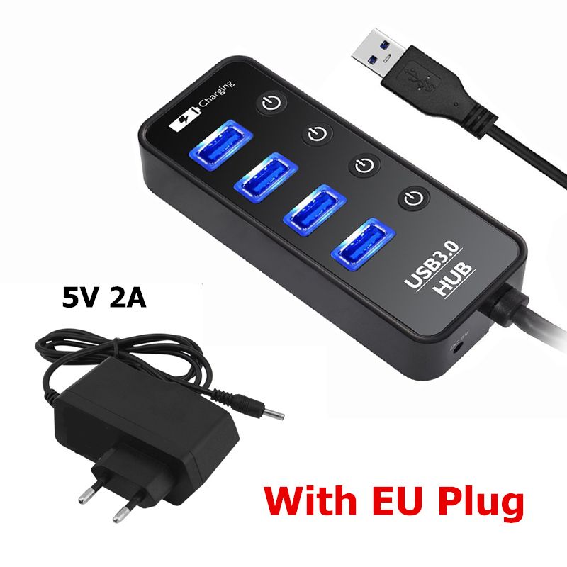 Hub USB 4 porte 3.0 caricabatterie per smartphone multiaccessori con adattatore di alimentazione per iPad Book Pro computer PC notebook_voghion.com