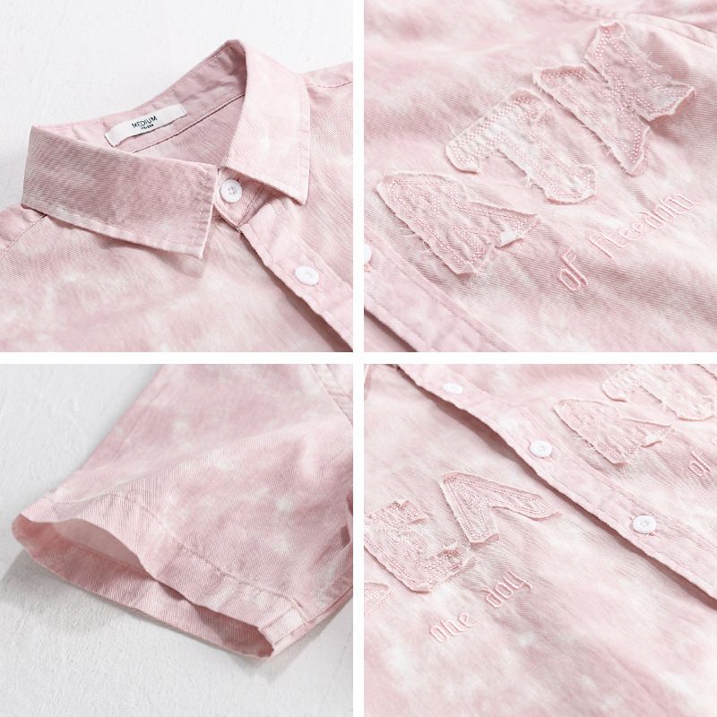 Camicia da uomo estiva, a maniche corte, semplice, casual, ampia e versatile, con stampa a tinta appesa, alla moda, da uomo._voghion.com