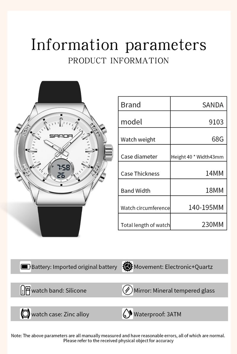 Women's Electronic Watch Waterproof LED Dual Display Multi Functional Women's Electronic Watch_voghion.com