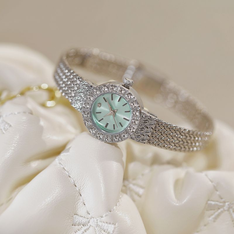 Luxuriöse Damenuhr, hellblau, Quarz, elegante Diamant-Armbanduhr, Geschenkidee für Frauen_voghion.com