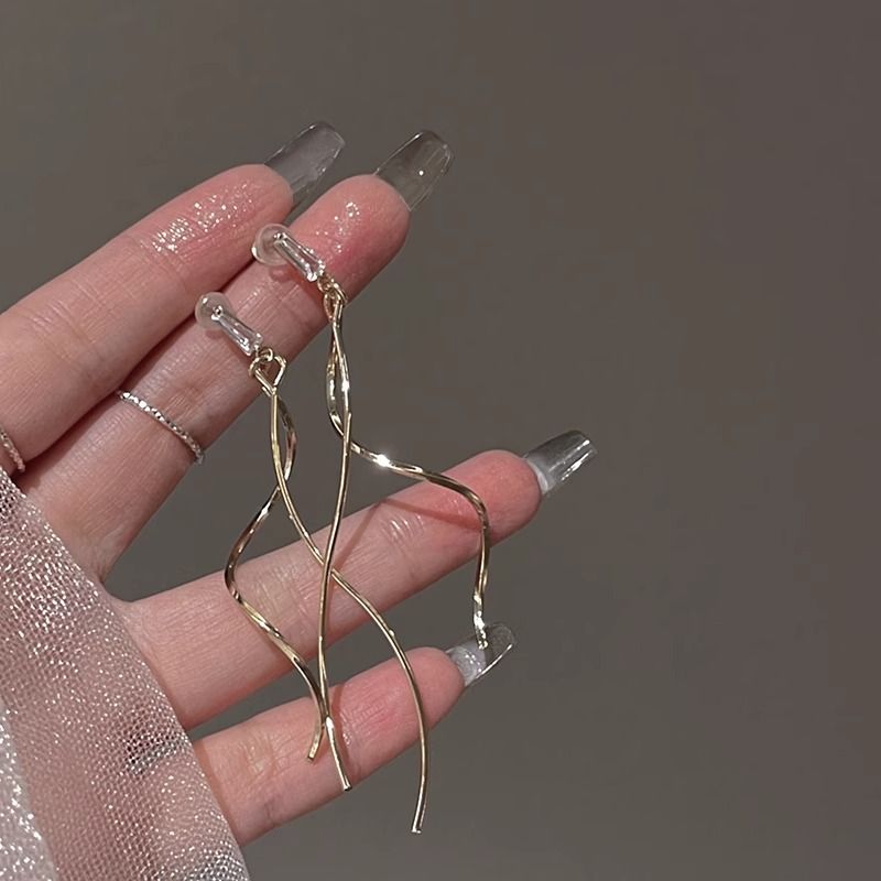 Chinesischer Stil Lange Quaste Moskito Spule Clip-On Frauen ohne Ohrlöcher, Neue Ohrringe Für Kleine Runde Gesicht, Herbst_voghion.com