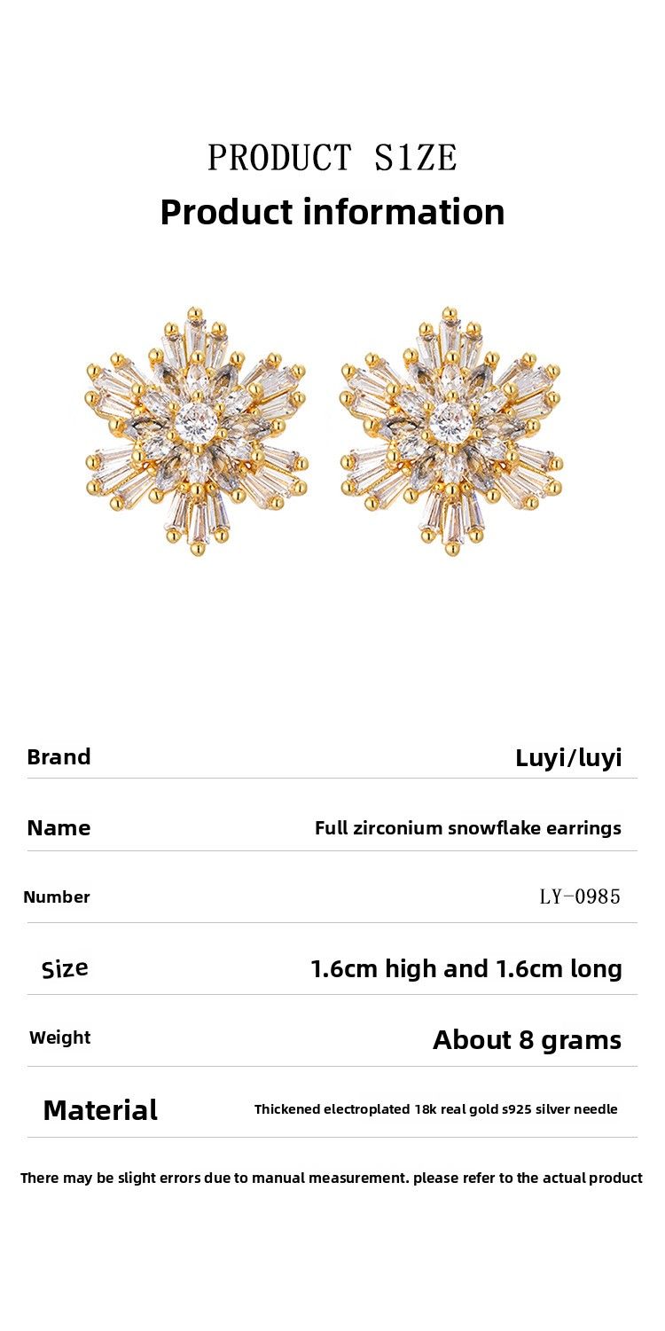 Ohrringe Damen Goldene Edelsteinperlenohrringe Super funkelnder Schneeflockenzircon Für Damen, Leichtes Luxus-Nischendesign, Elegantes, Vielseitiges Mode-Pe_voghion.com