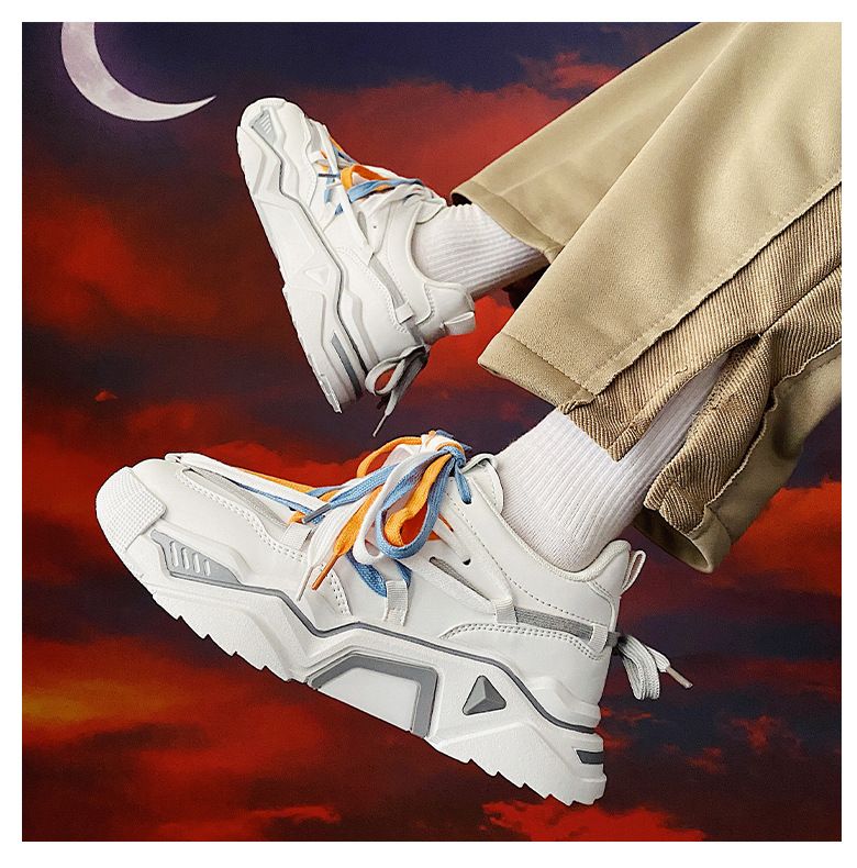 Scarpe casual da uomo alla moda, sportive, alla moda, con lacci irregolari mimetici, stile coreano, primavera e autunno 2024_voghion.com