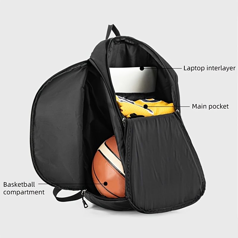 Large Capacity Basketball Backpack With Wet Dry Compartments, High Quality Fabric, Multiple Mesh Pockets And Sports_voghion.com