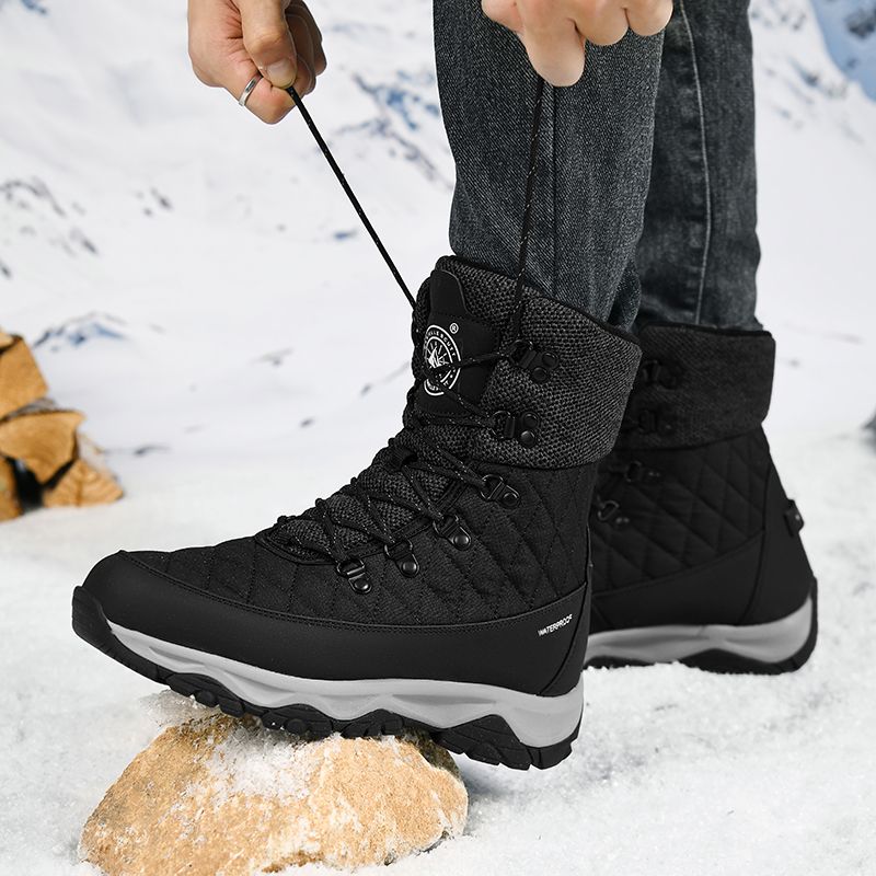 Cizme de zăpadă pentru bărbați și femei, pantofi de iarnă din bumbac, cizme Martin pentru alpinism în aer liber, îngrămădite și îngroșate._voghion.com