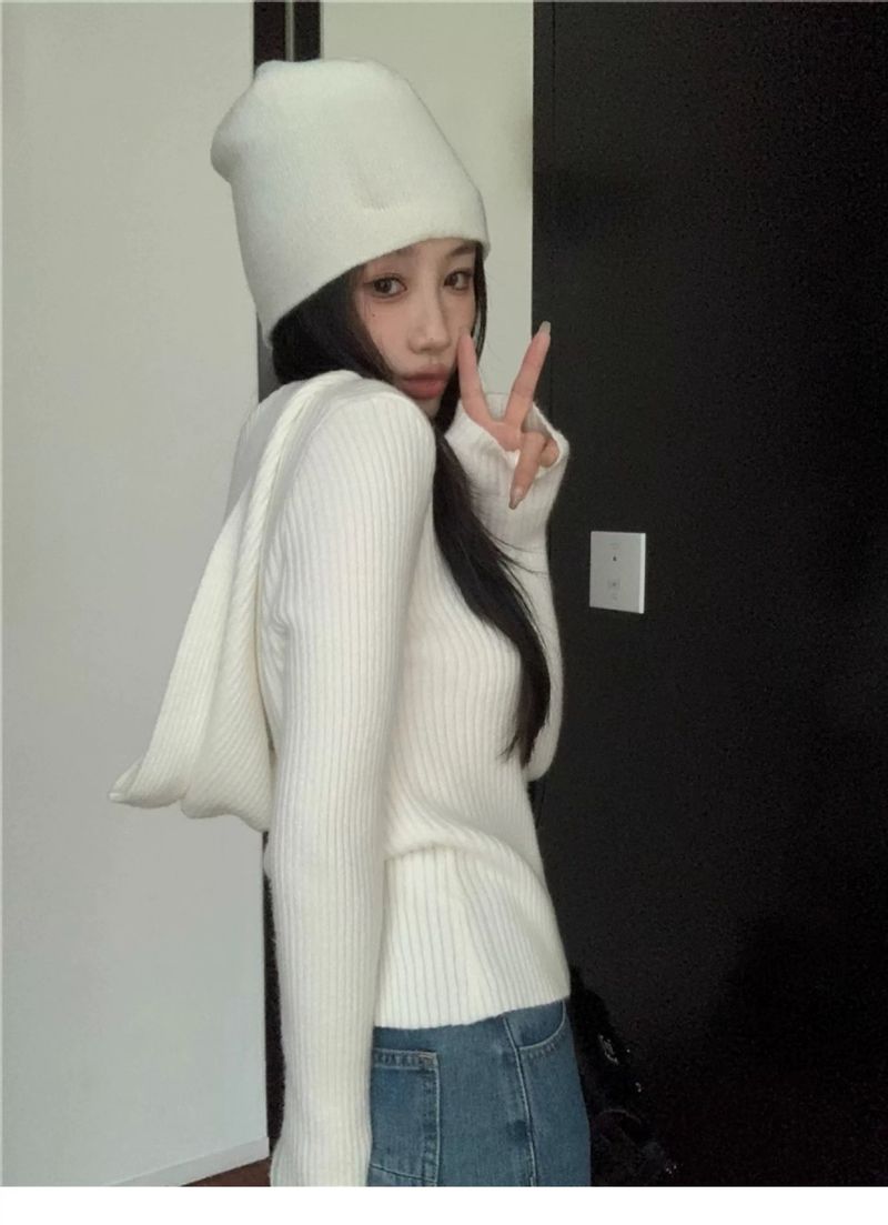 100 % Wolle, gestricktes Kapuzen-Sweatshirt für Damen, Oberbekleidungspullover, vielseitiges Slimming-Herbst-Winter-Neues Basishemd_voghion.com