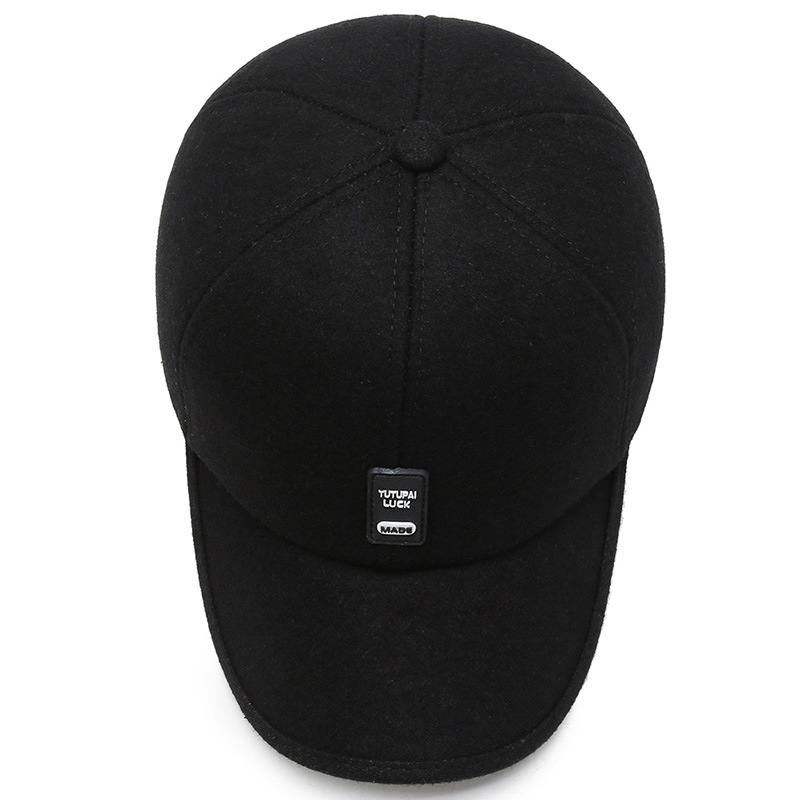 Chapeaux de baseball en laine d'hiver et d'hiver pour hommes, protection des oreilles, chapeaux à bec de canard, chapeaux en coton d'âge moyen_voghion.com