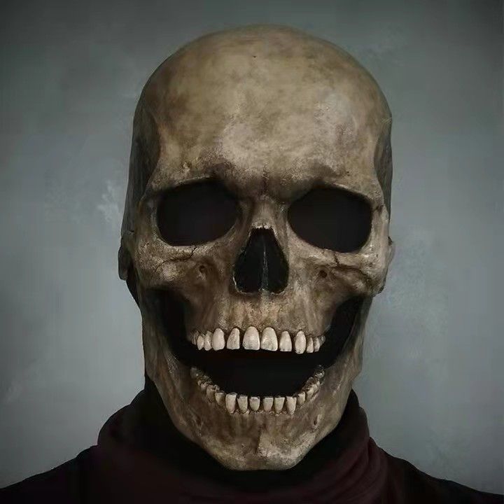 Halloween neue Art beweglicher Mund Totenkopfmaske Kopfbedeckung Mund beweglicher Totenkopf Vollschädelmaske_voghion.com