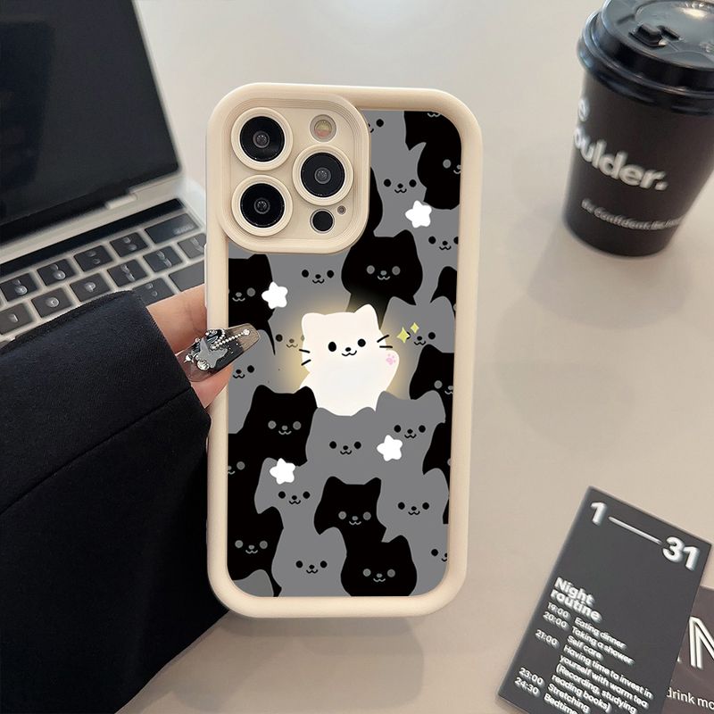 Custodia in silicone con simpatico gatto dei cartoni animati per Xiaomi Redmi Note 13 12 Pro Plus 5G 12S 11S 11 10S Redmi 12 13 13C 14C Cover morbida antiurto_voghion.com