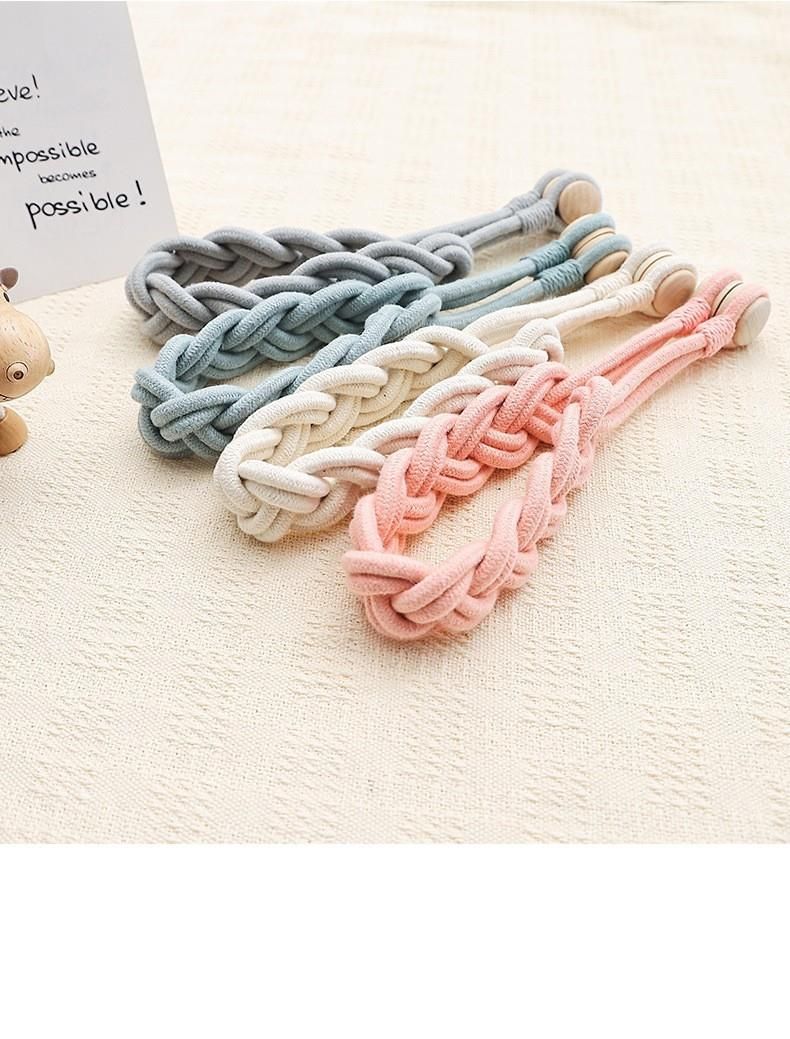 New Simple Style Natural Wood Braided Cotton Rope Curtain Tiebacks Drilling No Installation Buckle Magnetic Attachment_voghion.com