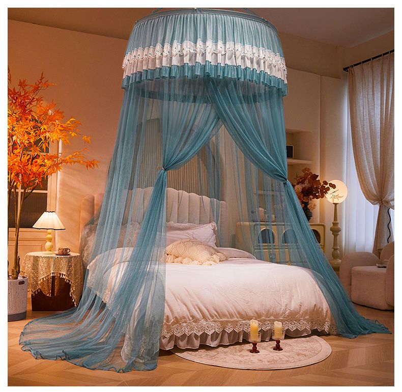 Rond hangend klamboe, gratis installatie, sprookjesachtige prinsessenstijl, koepelvloer, paleisbed, 1,8 m, universeel_voghion.com