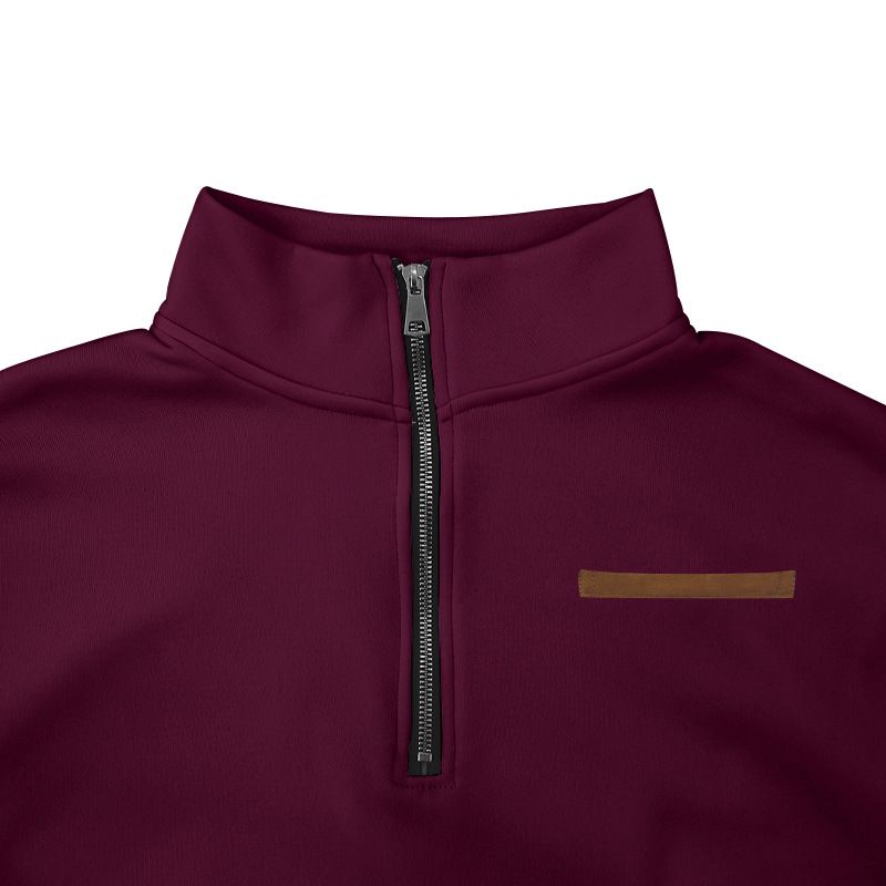 Large Size Spring And Autumn Fleece Half Zip Loose Stand Collar Pullover Solid Color Casual Sweatshirt For Men_voghion.com