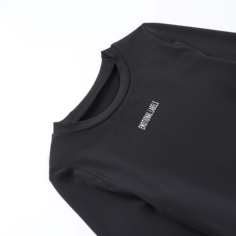 Completo sportivo alla moda in due pezzi da donna, girocollo a maniche lunghe, a tre punti, girocollo in maglia_voghion.com