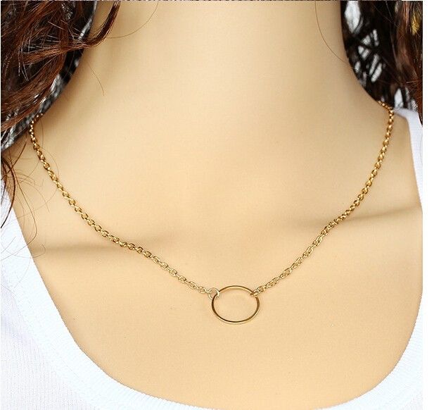 Nk602 nuevo collar de moda steampunk delicado con forma de círculo, joyería barata, colgante de cadena minimalista redonda, collar para regalo de mujer_voghion.com