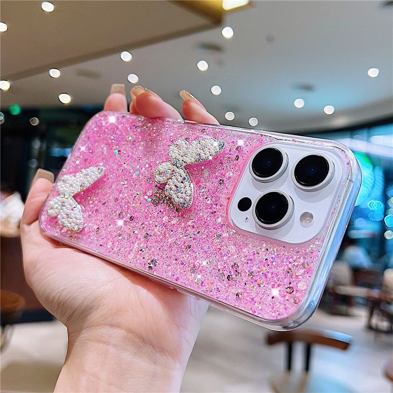 3D Butterfly Glitter Phone Case For Samsung Galaxy S25 S24 S23 S22 S21 Ultra Plus S20FE Note 20 Fashion Shockproof Silicon Cover_voghion.com