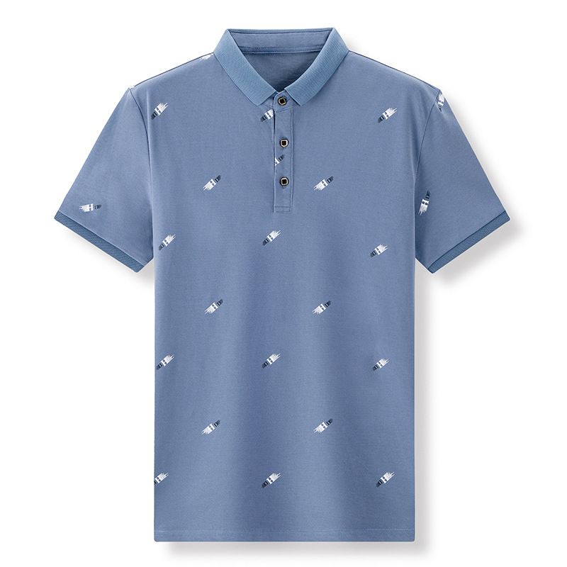 Light Mature Lapel Short Sleeved Men's Trendy Casual Micro Elastic T-Shirt Summer Versatile Youth POLO Shirt For Men_voghion.com