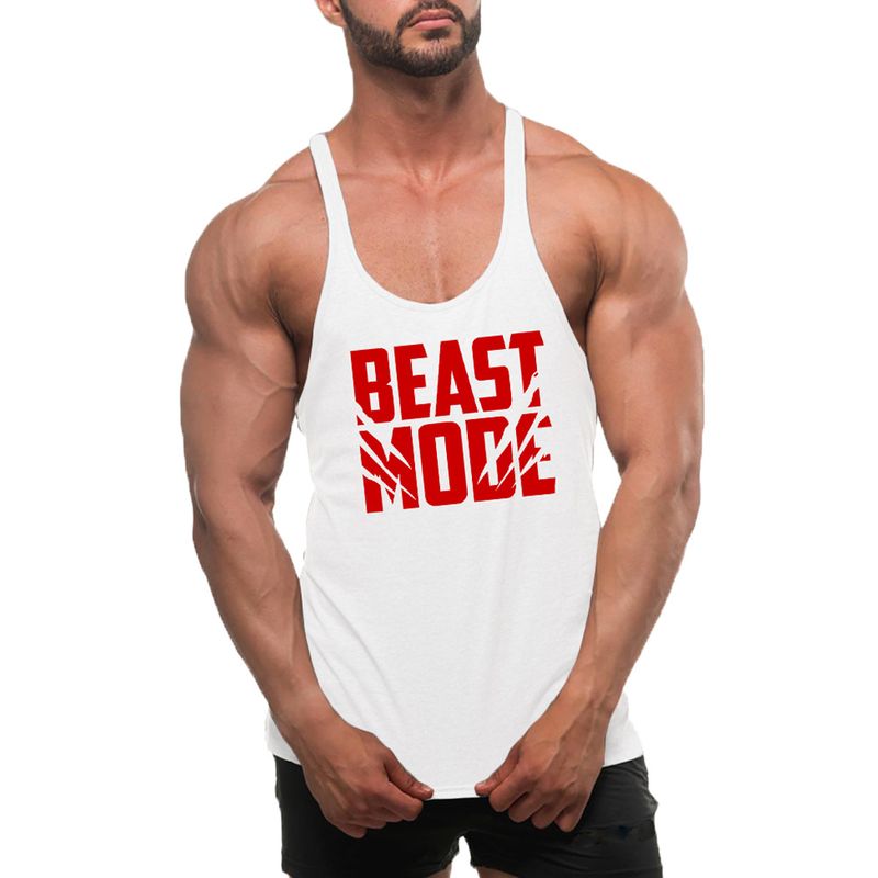 Canotta sportiva casual da allenamento BEASTMODE con spacchi grandi, in cotone_voghion.com