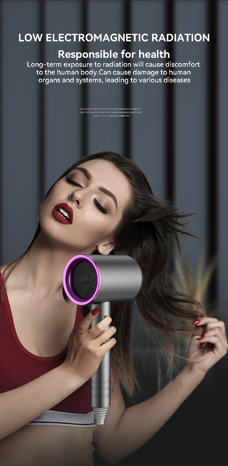 Secador de cabelo rápido profissional, secador de cabelo adequado para salão de beleza doméstico com bicos, ajuste de ar quente e frio para viagem_voghion.com