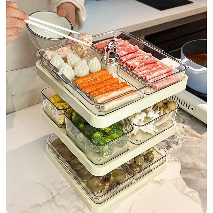 Hot Pot Side Home Multi-layer voorbereidingscompartiment Multifunctioneel afdruiprek Organizer Tray Artifact High-end gevoel_voghion.com
