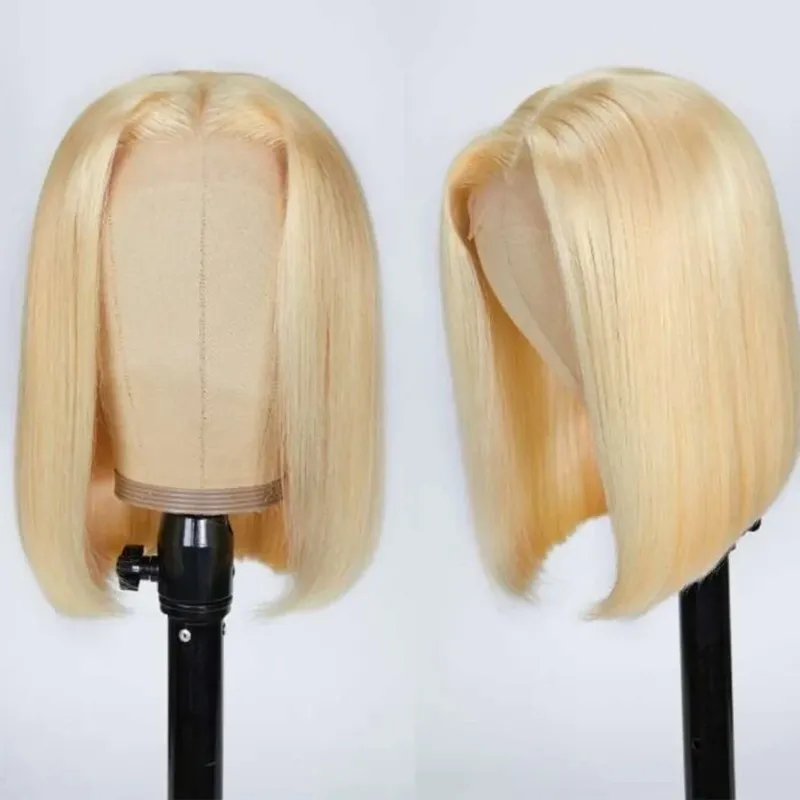 Parrucca frontale in pizzo HD 613 13x6 Parrucca corta dritta Bob Parrucche trasparenti per capelli umani per donne Parrucca frontale in pizzo biondo miele brasiliano_voghion.com