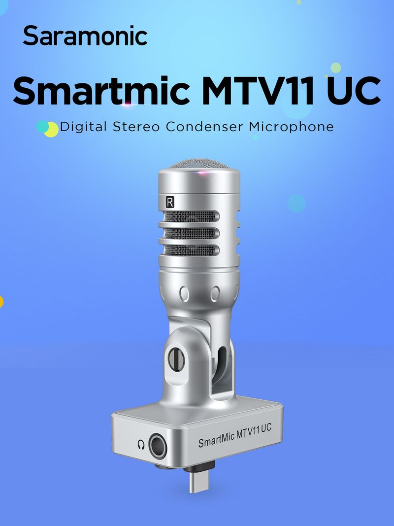 Saramonic SmartMic MTV11 UC/Di Microfono a condensatore Plug And Play per iPhone Android PC Laptop Streaming Youtube_voghion.com