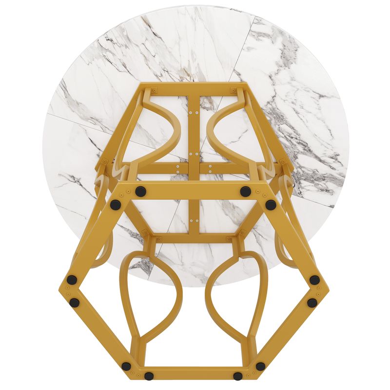Runder Esstisch 100x76cm Mit Marmorplatte, Goldene Beine_voghion.com
