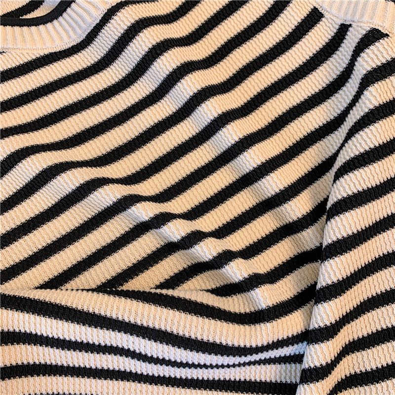Top senza maniche in maglia a righe in stile francese - Capo casual da donna per la primavera/estate_voghion.com