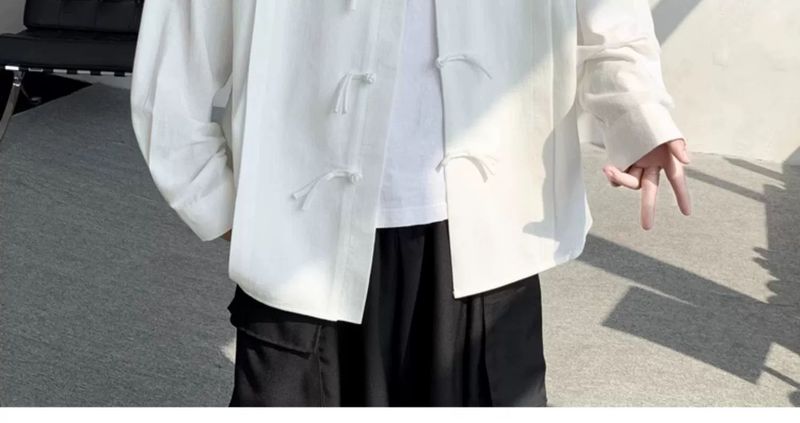 New Chinese Long Sleeved Shirt With Button Closure For Men's Spring And Autumn Designs, Oversized Tang Style Shirt,_voghion.com