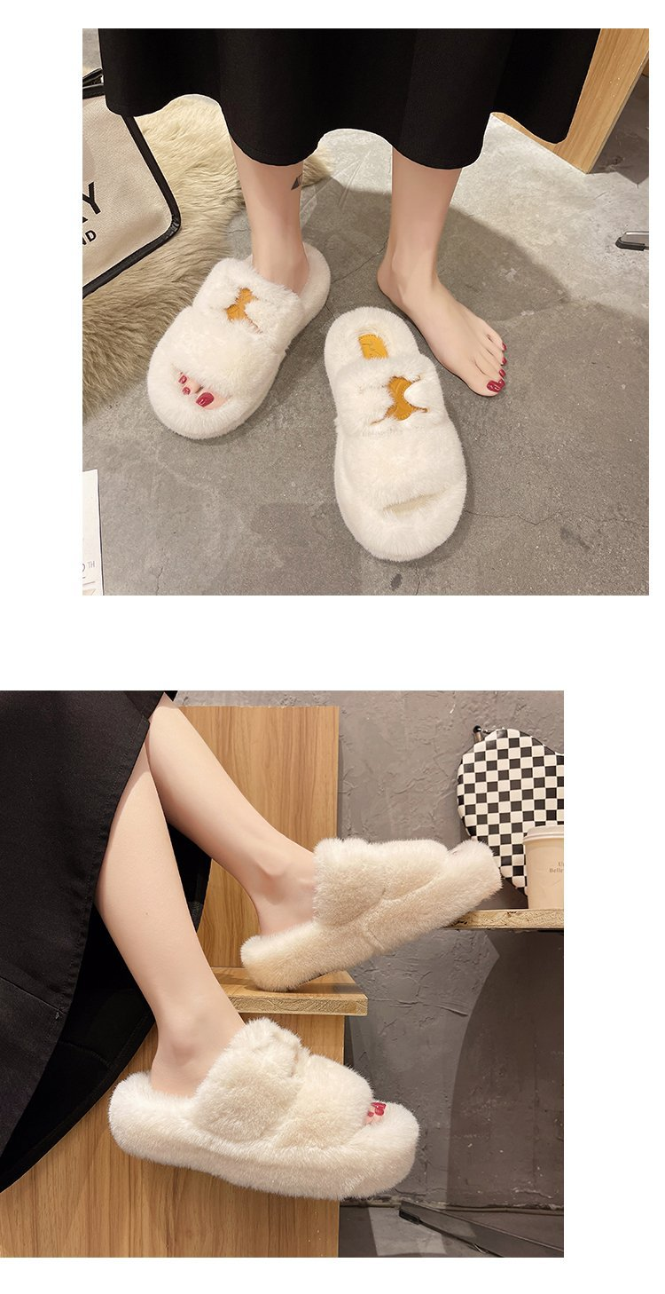 2023 new autumn and winter fur shoes women Korean version ins trendy thick bottom fashion word flat bottom comfortable outerwear plush drag_voghion.com